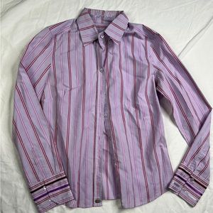 Ted Baker Shirt  Sz 2 Pink Striped Button Up Long Cotton Sleeved Mens L050823